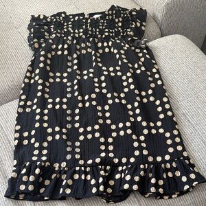 Paper Crane Black and Cream Polka Dot Kids Dress